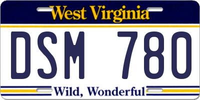 WV license plate DSM780