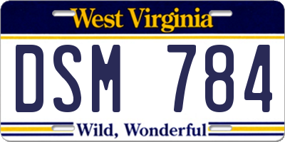 WV license plate DSM784