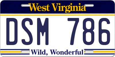 WV license plate DSM786