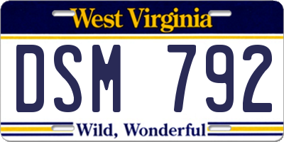 WV license plate DSM792