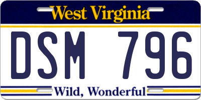 WV license plate DSM796