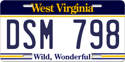 WV license plate DSM798