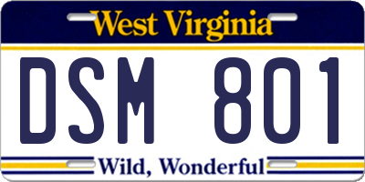 WV license plate DSM801