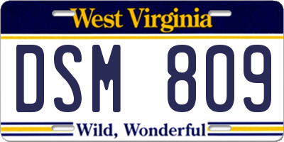 WV license plate DSM809