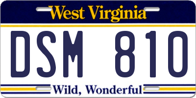 WV license plate DSM810