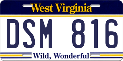WV license plate DSM816