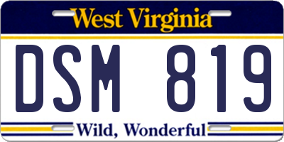 WV license plate DSM819