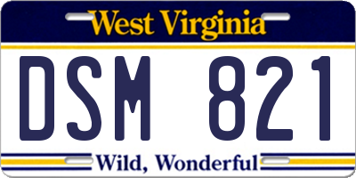 WV license plate DSM821