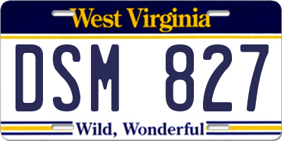 WV license plate DSM827