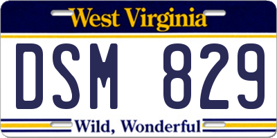 WV license plate DSM829