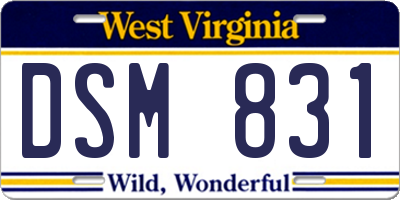 WV license plate DSM831