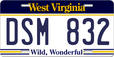 WV license plate DSM832