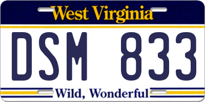 WV license plate DSM833