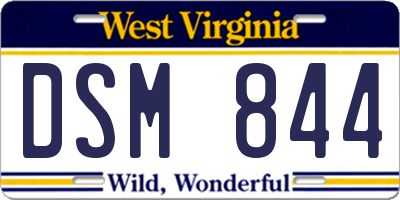 WV license plate DSM844