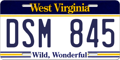 WV license plate DSM845