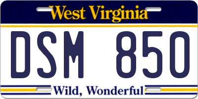 WV license plate DSM850