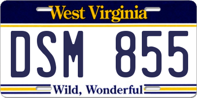 WV license plate DSM855