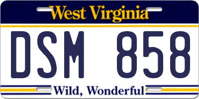 WV license plate DSM858