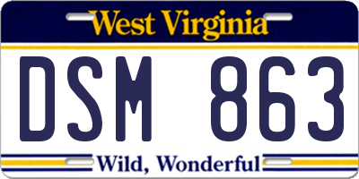 WV license plate DSM863