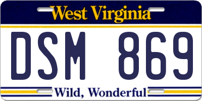 WV license plate DSM869