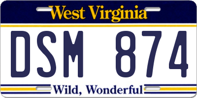 WV license plate DSM874