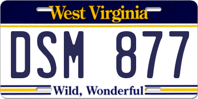 WV license plate DSM877