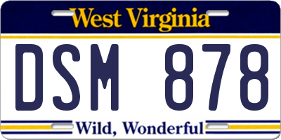 WV license plate DSM878