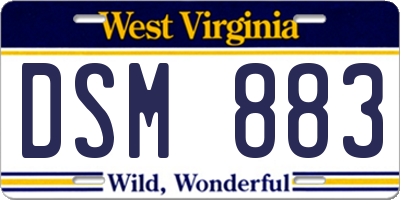 WV license plate DSM883