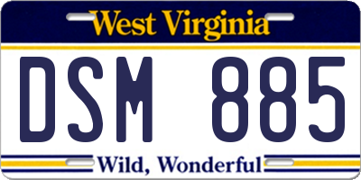 WV license plate DSM885