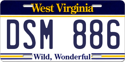 WV license plate DSM886