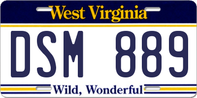 WV license plate DSM889