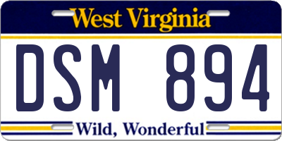 WV license plate DSM894