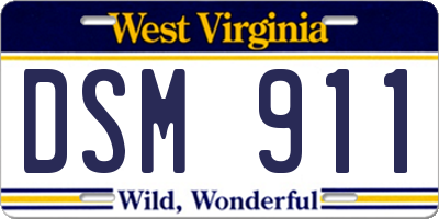 WV license plate DSM911