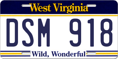 WV license plate DSM918