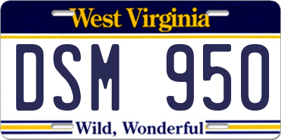 WV license plate DSM950