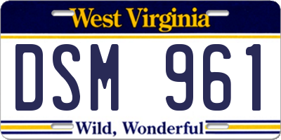 WV license plate DSM961