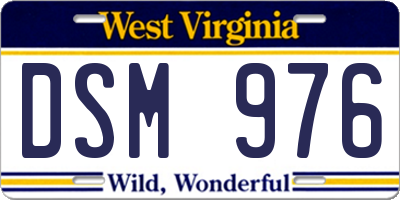 WV license plate DSM976