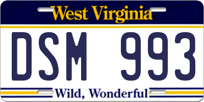 WV license plate DSM993