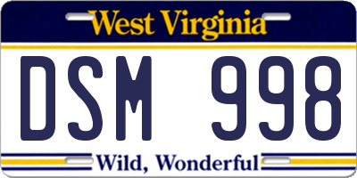 WV license plate DSM998