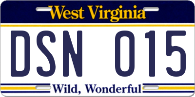 WV license plate DSN015