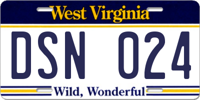 WV license plate DSN024