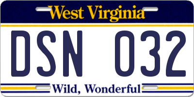 WV license plate DSN032
