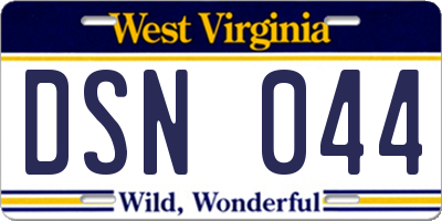 WV license plate DSN044