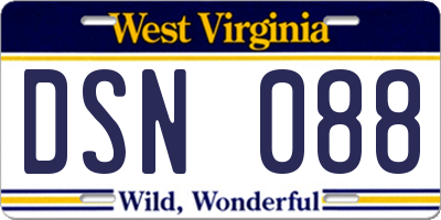 WV license plate DSN088