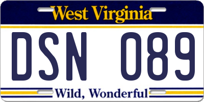 WV license plate DSN089