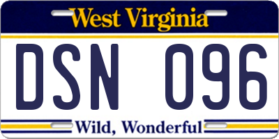 WV license plate DSN096