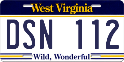 WV license plate DSN112
