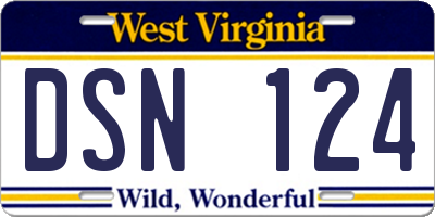 WV license plate DSN124
