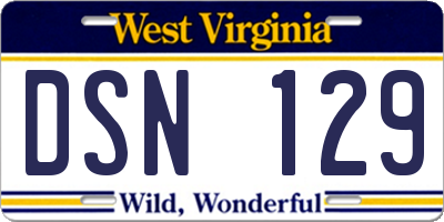 WV license plate DSN129