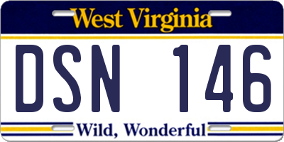 WV license plate DSN146